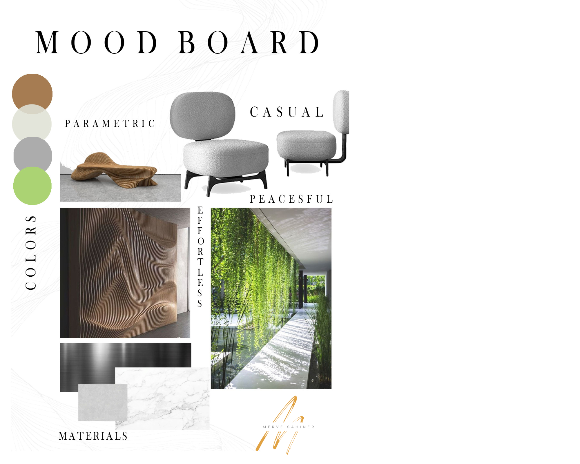 Natural Green Interior Design Mood Board Photo Collage